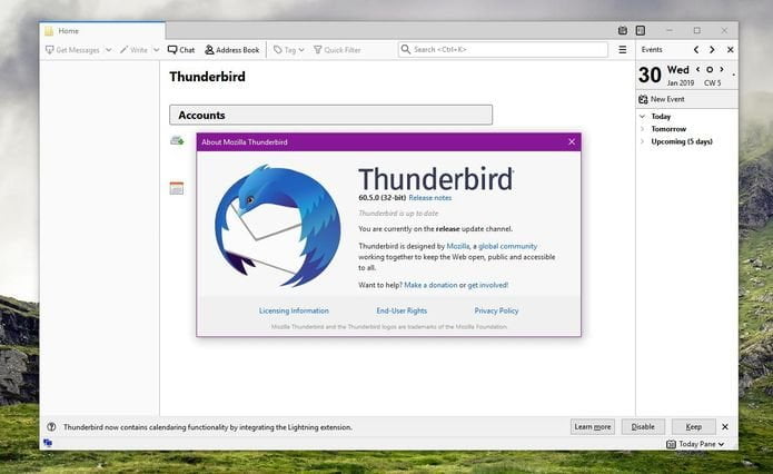 Mozilla Thunderbird 60.5 já está disponível para download