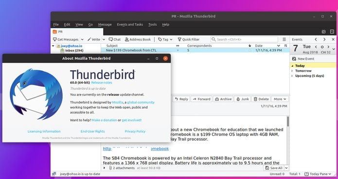 Thunderbird receberá uma atualização da interface em 2019