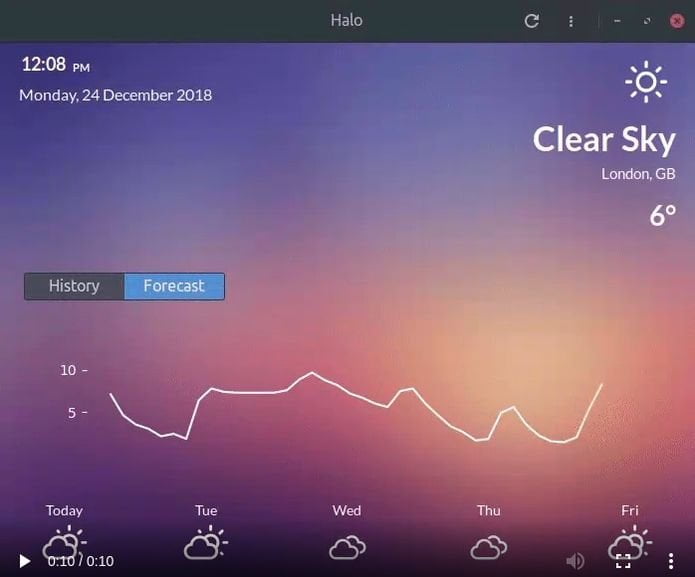 Como instalar o app de previsão do clima Halo no Linux via Snap