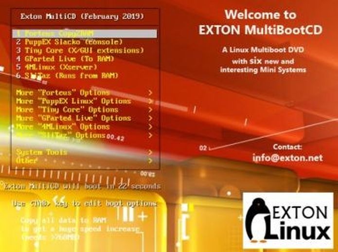 EXTON Linux MultiBootCD 6-OS build 19021 lançado