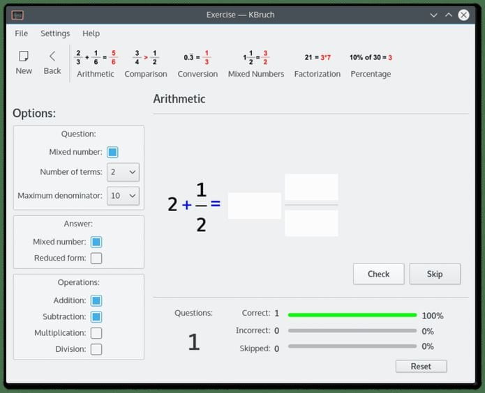 Como instalar o calculador de frações KBruch no Linux via Snap