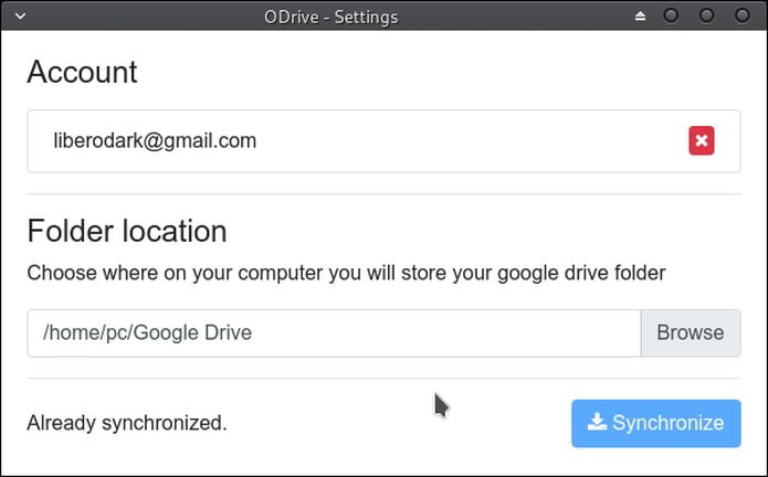 Google drive klien ODrive di Linux melalui Flatpak