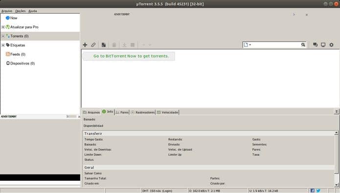 Como instalar o cliente BitTorrent µTorrent no Linux via Snap