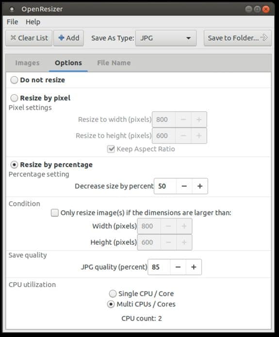 Como instalar o redimensionador OpenResizer no Linux via Snap