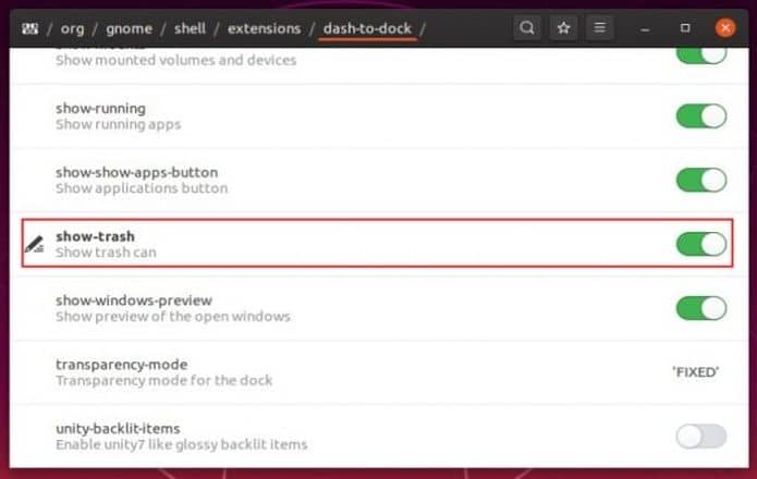 Como adicionar o ícone da lixeira no painel lateral no Ubuntu 19.10