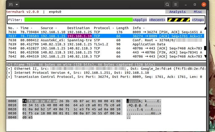 Como instalar o Wireshark para o terminal Termshark no Linux