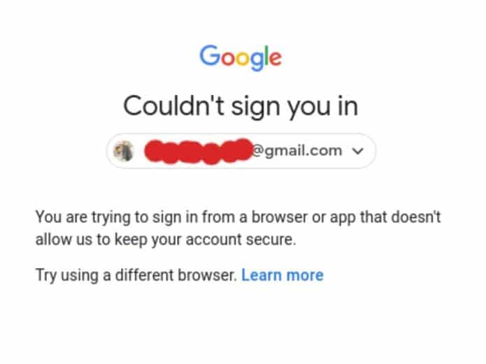 Google bloqueou o acesso aos seus serviços para vários navegadores