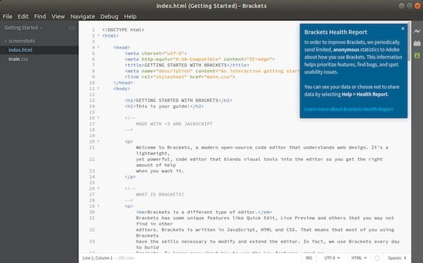 Como instalar o editor de código Brackets no Linux via Snap