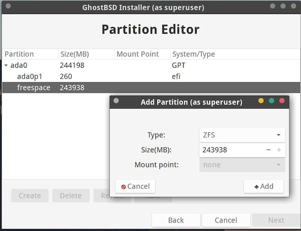 GhostBSD 20.02 traz editor de partição ZFS personalizado e mais