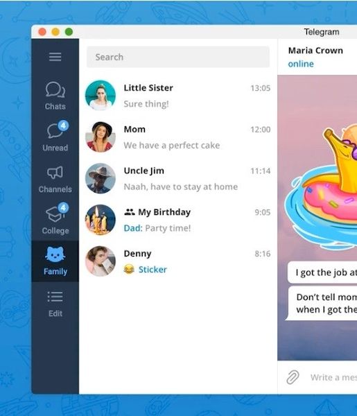 Telegram 2.0 lançado com pastas de bate-papo e nova barra lateral