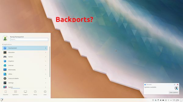 KDE Plasma 5.18.4 ainda não chegou ao repositório Backports do projeto