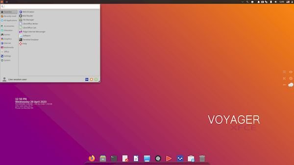 Voyager Live 20.04 LTS lançado com o XFCE 4.14 e kernel 5.4