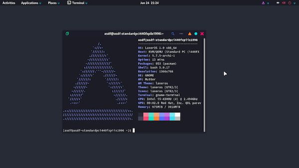 Laxer OS, um Arch Linux com Gnome que não requer tantos recursos e tem uma boa aparência