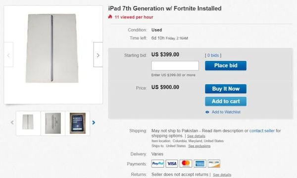 iPhones com Fortnite pré-instalado estão sendo vendidos por US$ 10.000 no eBay