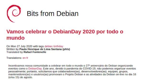 Projeto Debian completou 27 anos no dia 16/08! Comemore!