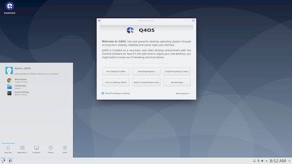 Q4OS 3.12 lançado com as atualizações do Debian Buster 10.5 e mais