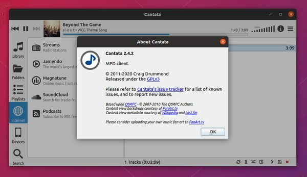 Cantata MPD 2.4.2 lançado com suporte ao Ubuntu 20.04 e correções