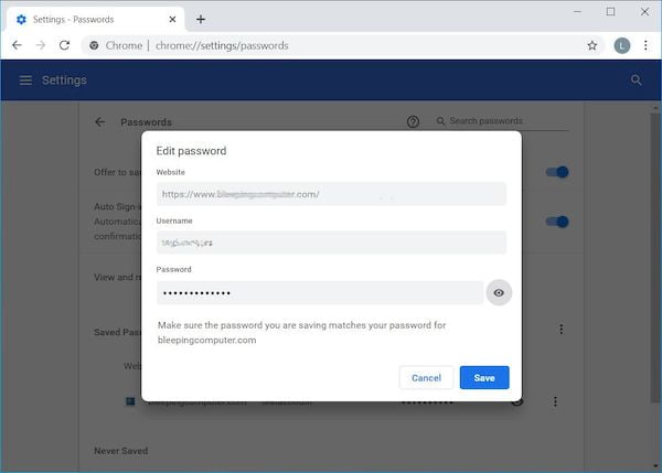 Chrome agora permite que você edite senhas salvas