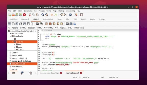Bluefish Editor 2.2.12 lançado com compatibilidade aprimorada com Python 3