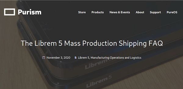 Librem 5 de produção em massa começou a ser enviado aos clientes