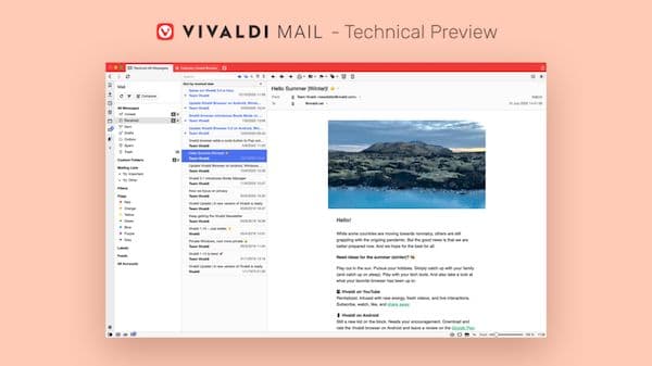 Vivaldi terá e-mail, calendário e ferramentas de leitura de notícias