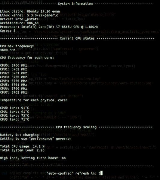 auto-cpufreq 1.5.1 lançado com novas opções para dimensionar a frequência atual da CPU