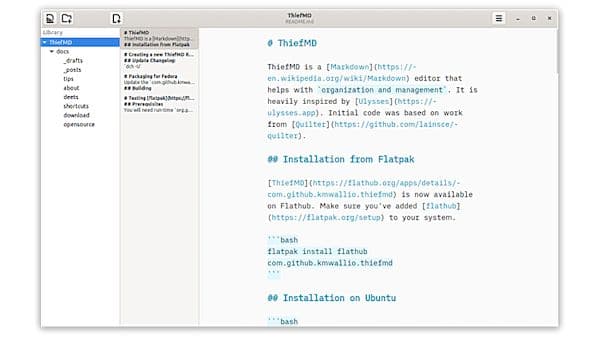 Como instalar o editor markdown ThiefMD no Linux via Flatpak