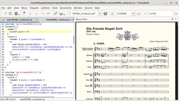 Como instalar o editor musical Frescobaldi no Linux via Flatpak