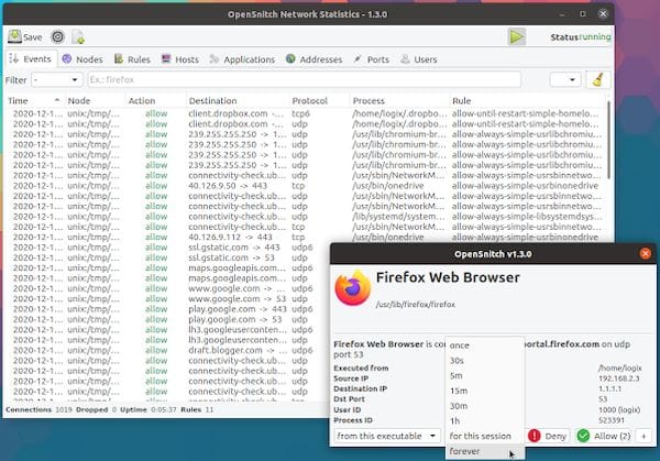 OpenSnitch 1.3 lançado com uma caixa de diálogo de detalhes do processo e mais