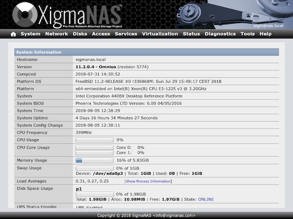 XigmaNAS 12.2.0.4 lançado com base no FreeBSD 12.2-RELEASE P2