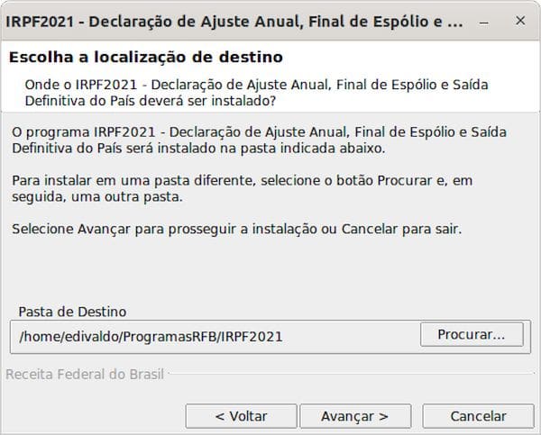 Como instalar o programa IRPF 2021 no Linux via arquivo BIN
