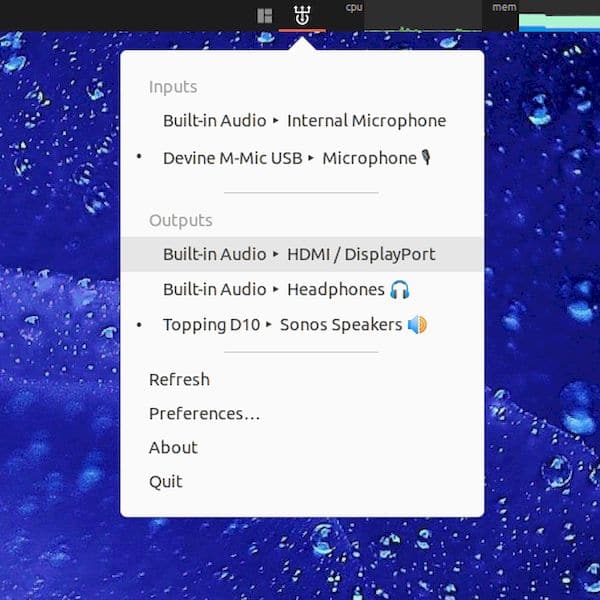 Como instalar o Sound Switcher Indicator no Linux via Snap