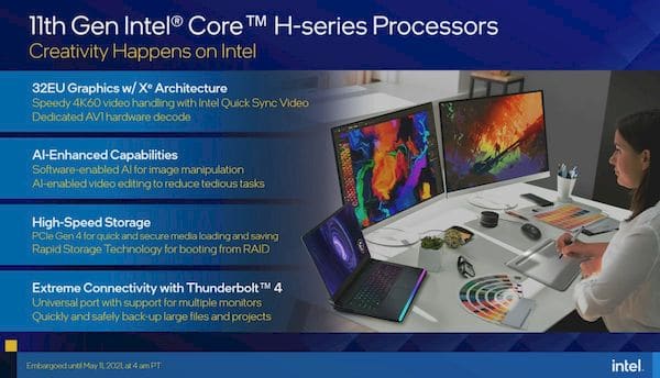 Intel apresentou os chips Tiger Lake-H para notebooks para jogos