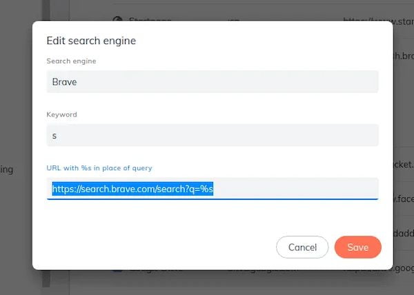 Adicionar Brave Search Engine