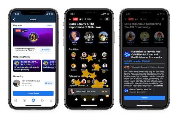 Facebook está lançando seu clone do Clubhouse, o Live Audio Rooms