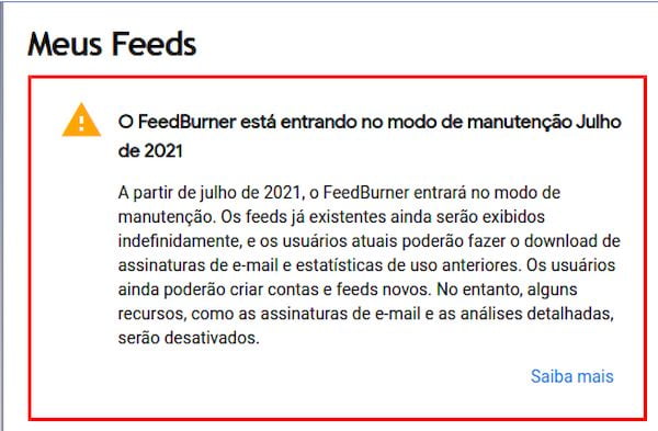 FeedBurner entra em modo de manutenção em julho