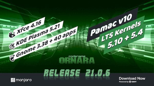 Manjaro 21.0.6 lançado com KDE Gear 21.04.1, Cutefish DE e mais