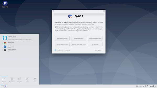 Q4OS 3.15 lançado com correções e baseado no Debian Buster 10.10