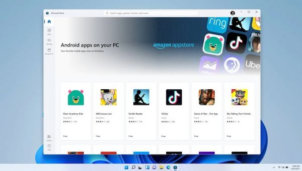 Windows 11 terá suporte a apps Android, através da Amazon Appstore