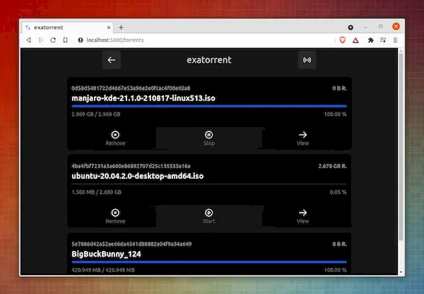 Exatorrent, um novo cliente BitTorrent auto-hospedável