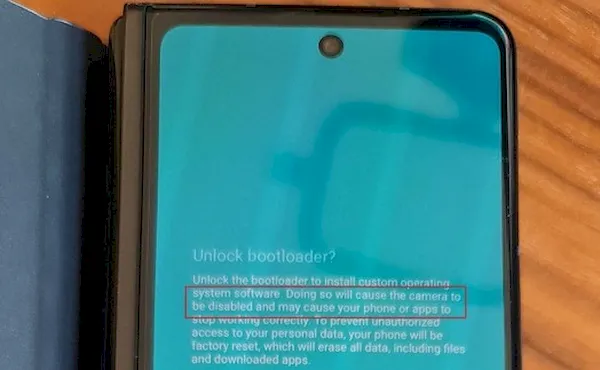 Desbloquear o bootloader do Samsung Galazy Z Fold 3 mata a câmera
