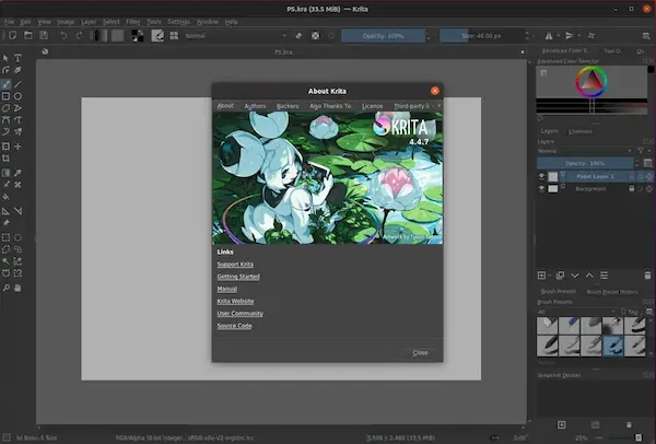 Krita 4.4.7 lançado estritamente para corrigir 7 bugs