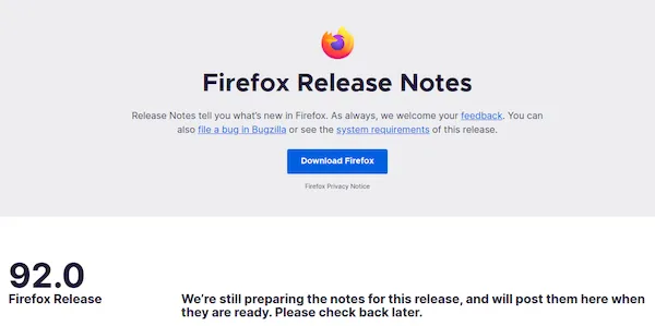 Firefox 92 já está disponível para download antes do lançamento oficial