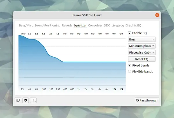 JamesDSP, um processador de efeitos de áudio para PipeWire/PulseAudio