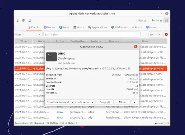 OpenSnitch 1.4 lançado com suporte a nftables, e muito mais
