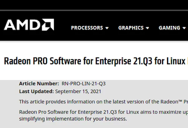 Radeon Pro Software for Enterprise 21.Q3 lançado para Linux