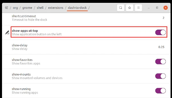 Como encurtar a Ubuntu Dock e mover o 'Mostrar aplicativos' para o topo