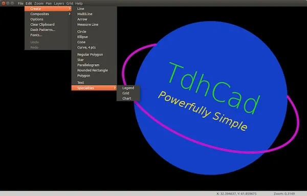 Como instalar o criador de gráficos vetoriais TdhCad no Linux via Snap