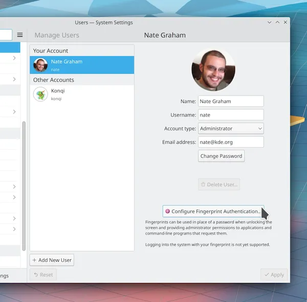KDE Plasma 5.24 suportará leitores de impressão digital