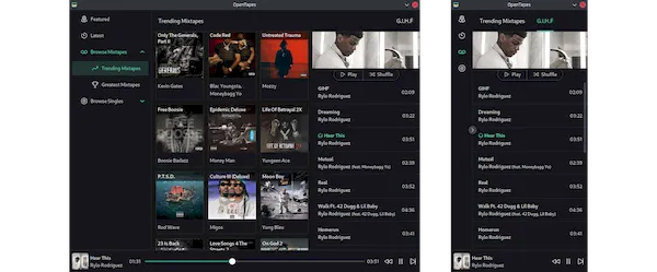 Como instalar o streamer de Hip-Hop Opentapes no Linux via Flatpak